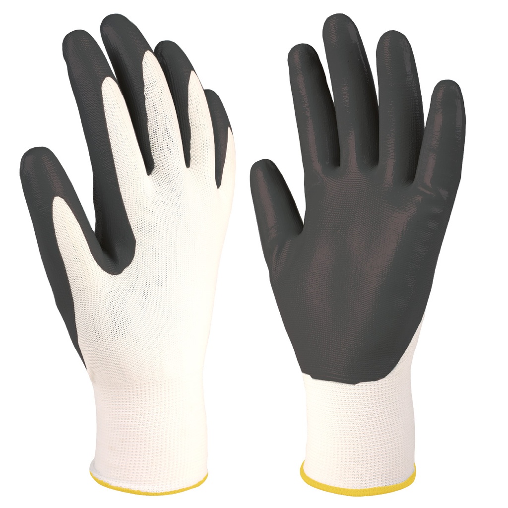 Gant en polyester et nitrile Blanc/Gris - Taille 7