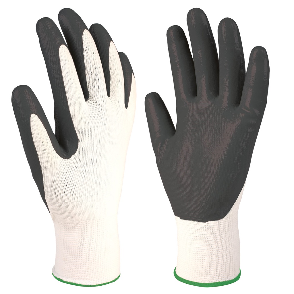 Polyester and Nitrile Glove White/Grey - Size 9
