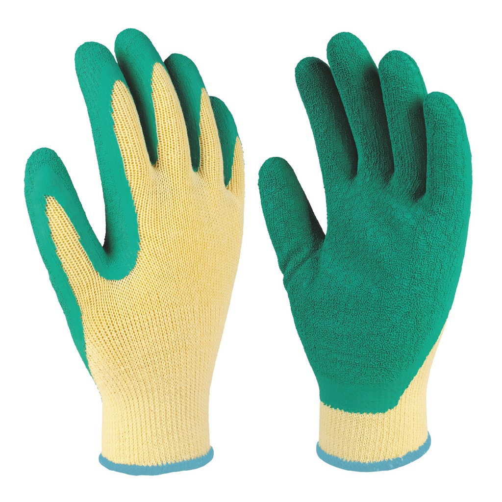 Guante poliéster y recubrimiento de latex Amarillo/Verde -Talla 8