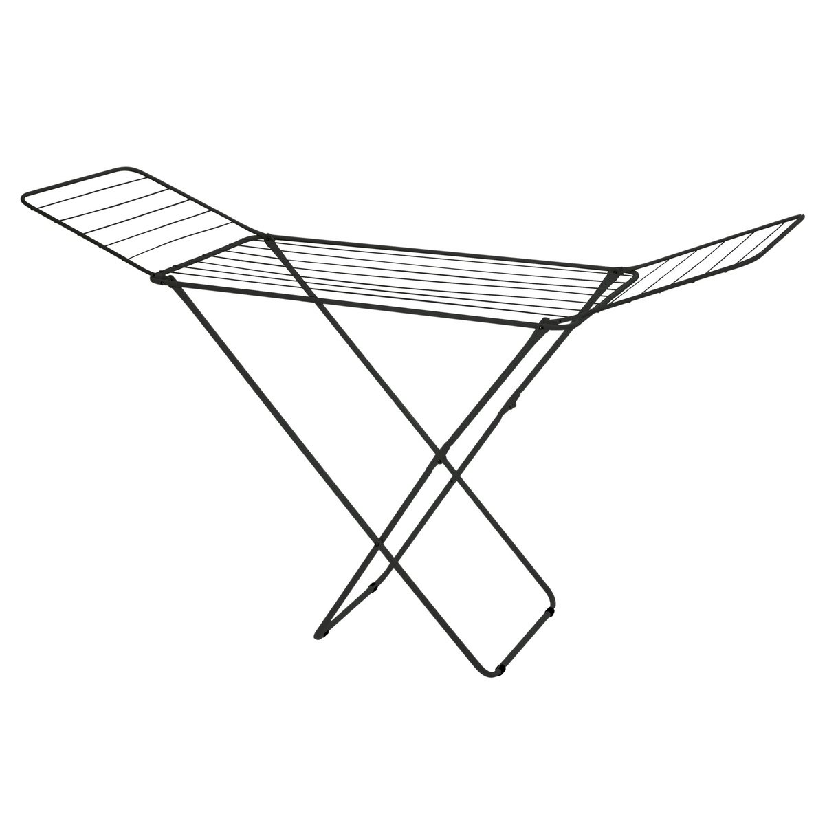 Steel clothes drying rack with 2 wings 180x50x90cm Black