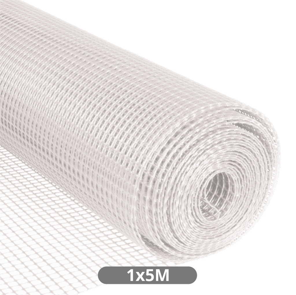 Malha de plástico 10x10mm 1x5M Branco