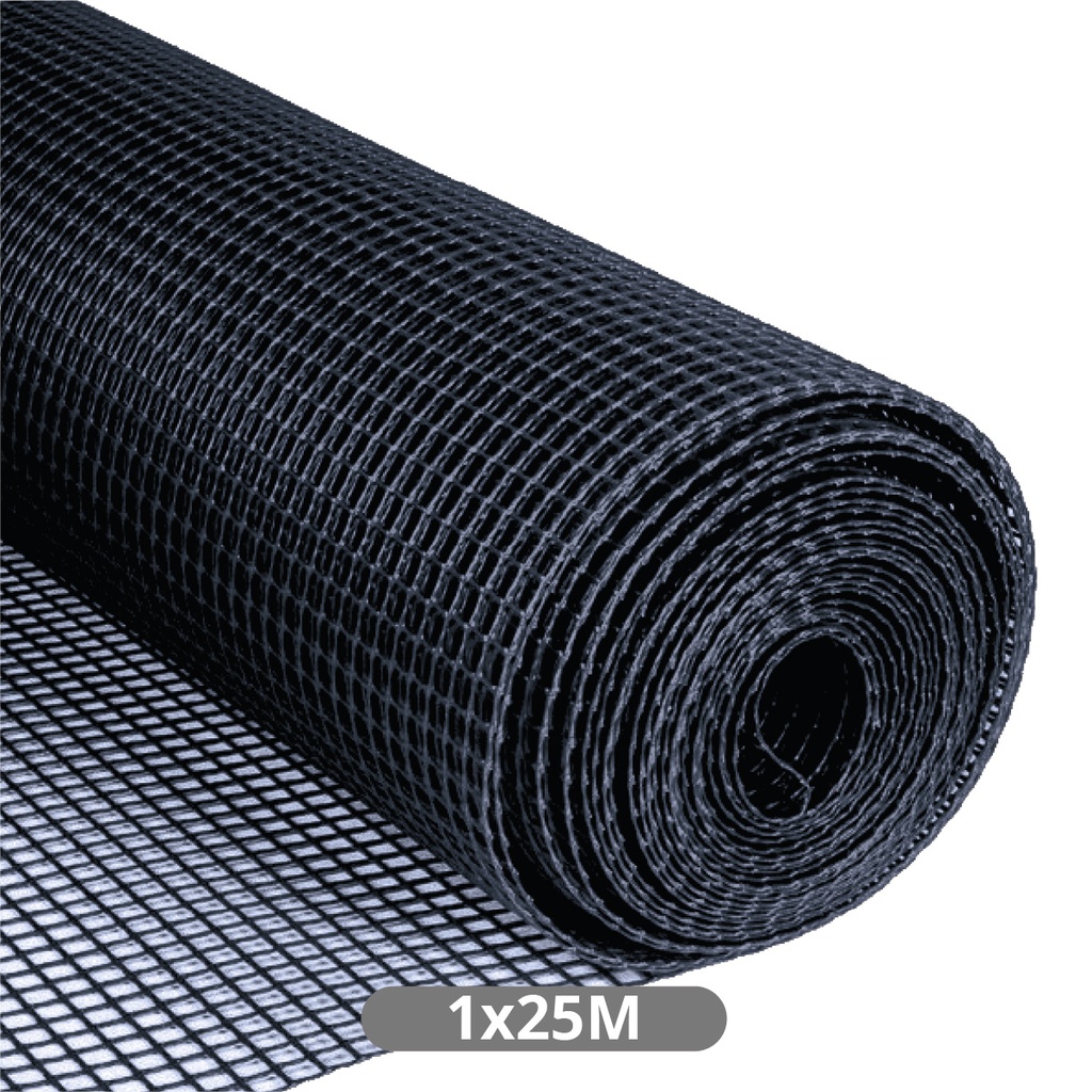 Malha de plástico 10x10mm 1x25M Preto