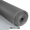 Malha de plástico 10x10mm 1x25M Cinzento