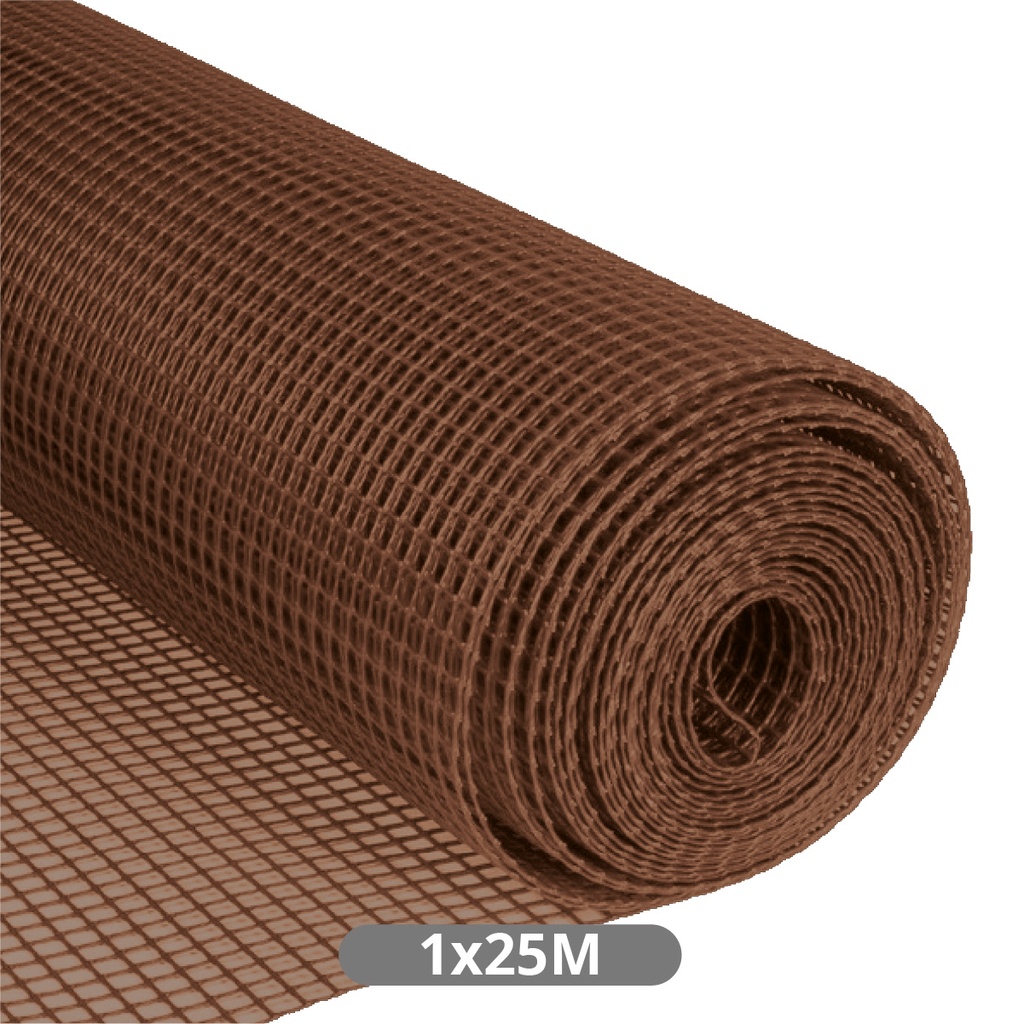 Malha de plástico 10x10mm 1x25M Castanho