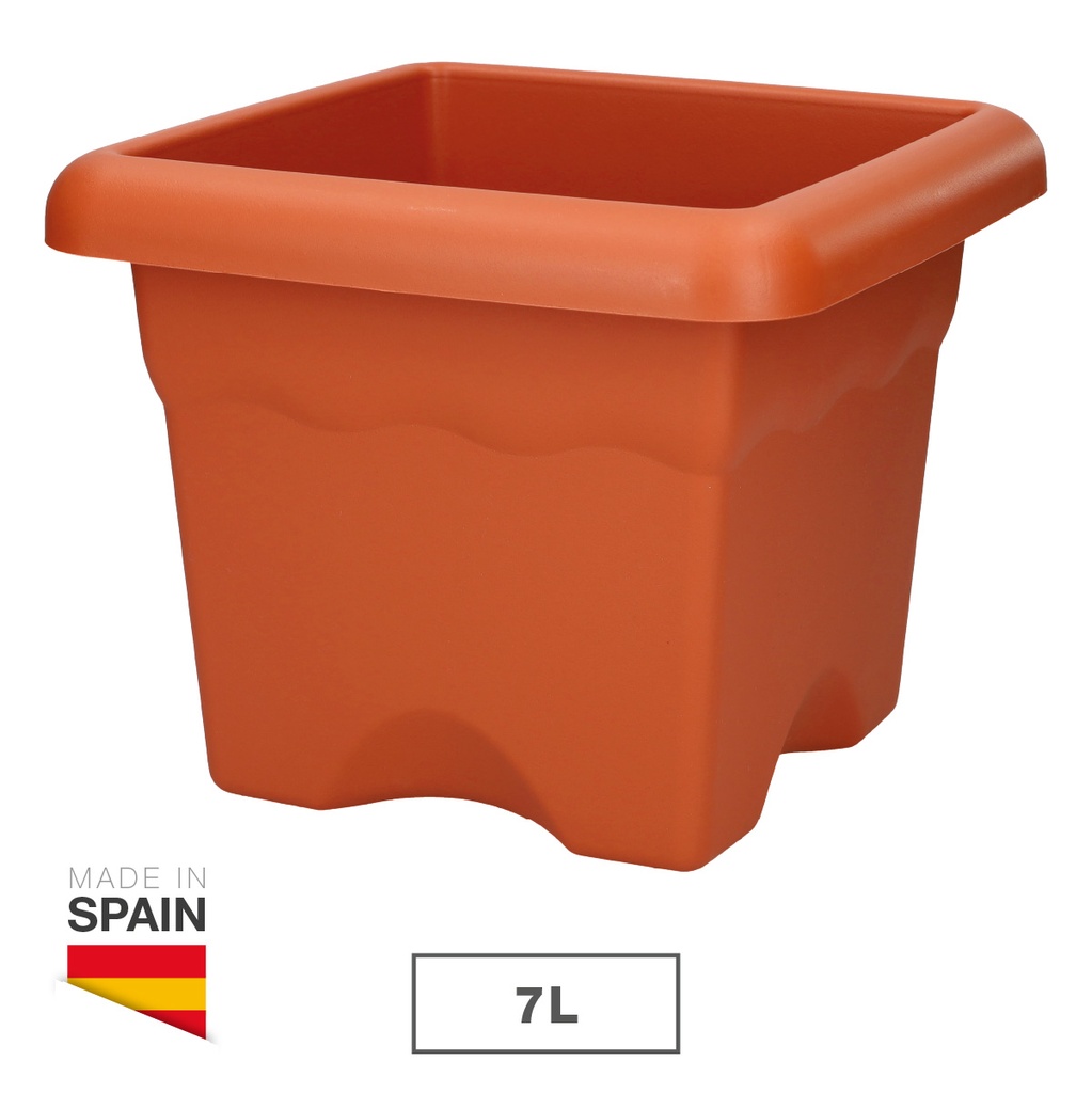 Terra square pot 260mm Brown