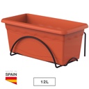 Vaso para varanda Terra com prato integrado 500x200mm Castanho