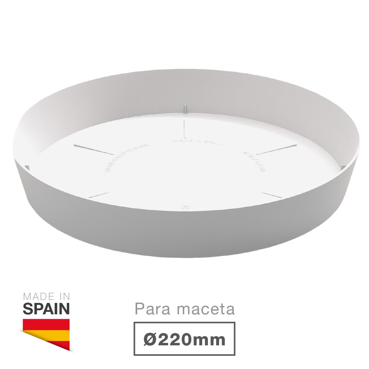 Plato para cuenco y maceta Tes y Doric Ø220mm Blanco