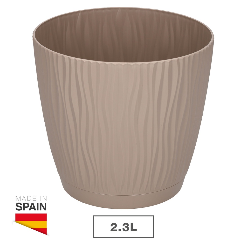 Oasis pot with integrated saucer Ø170mm Beige