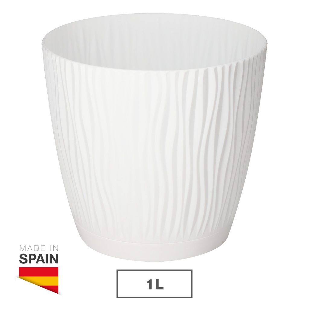 Maceta Oasis con plato integrado Ø130mm Blanco