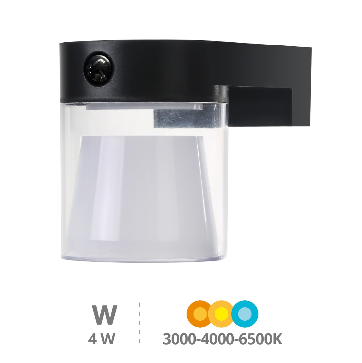 Applique solaire LED Série Laconi ronde avec détecteur de mouvement et crépusculaire 4W 3000 - 4000 - 6500K