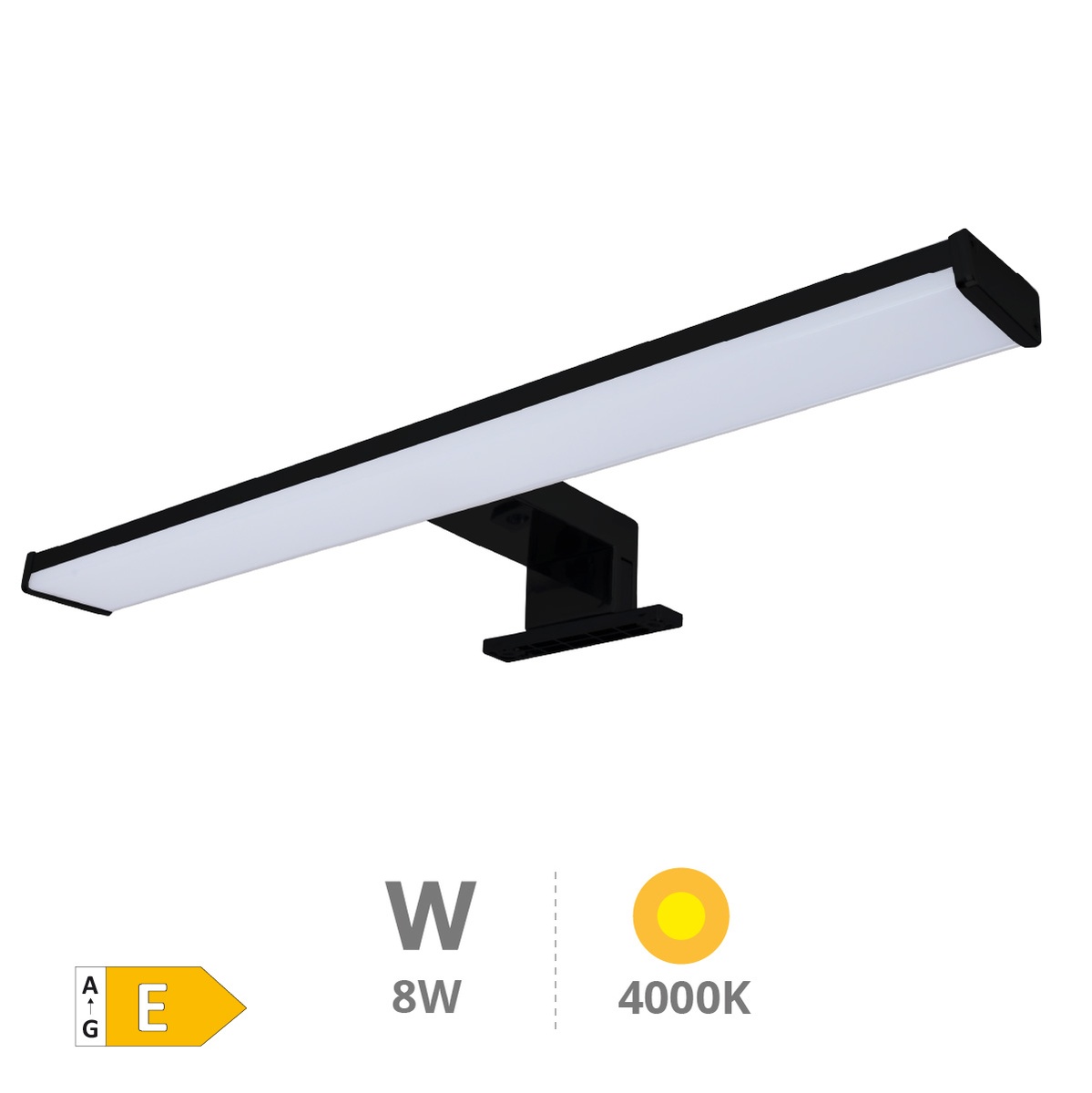 Applique LED salle de bain Laksa 8W 4000K IP44 Noir