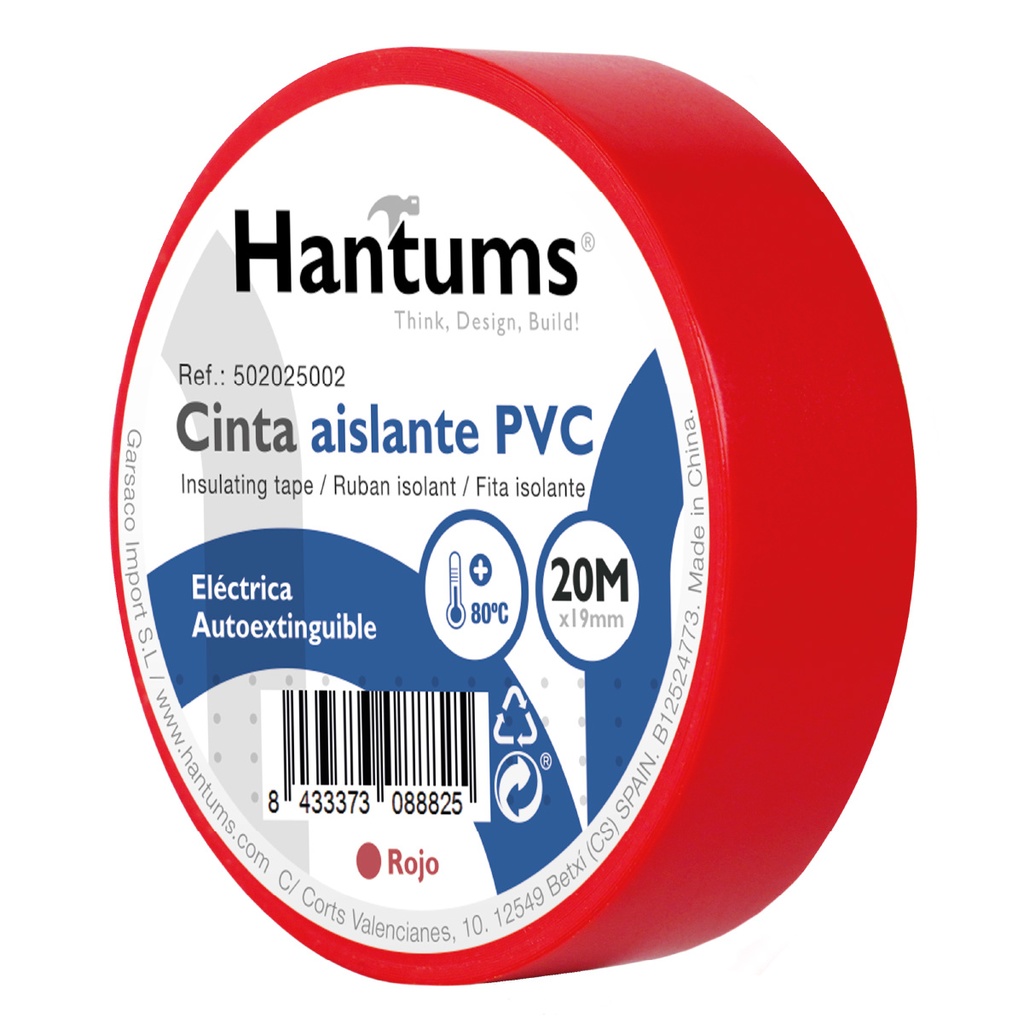 PVC electrical insulating tape 20M Red - 10u retractable