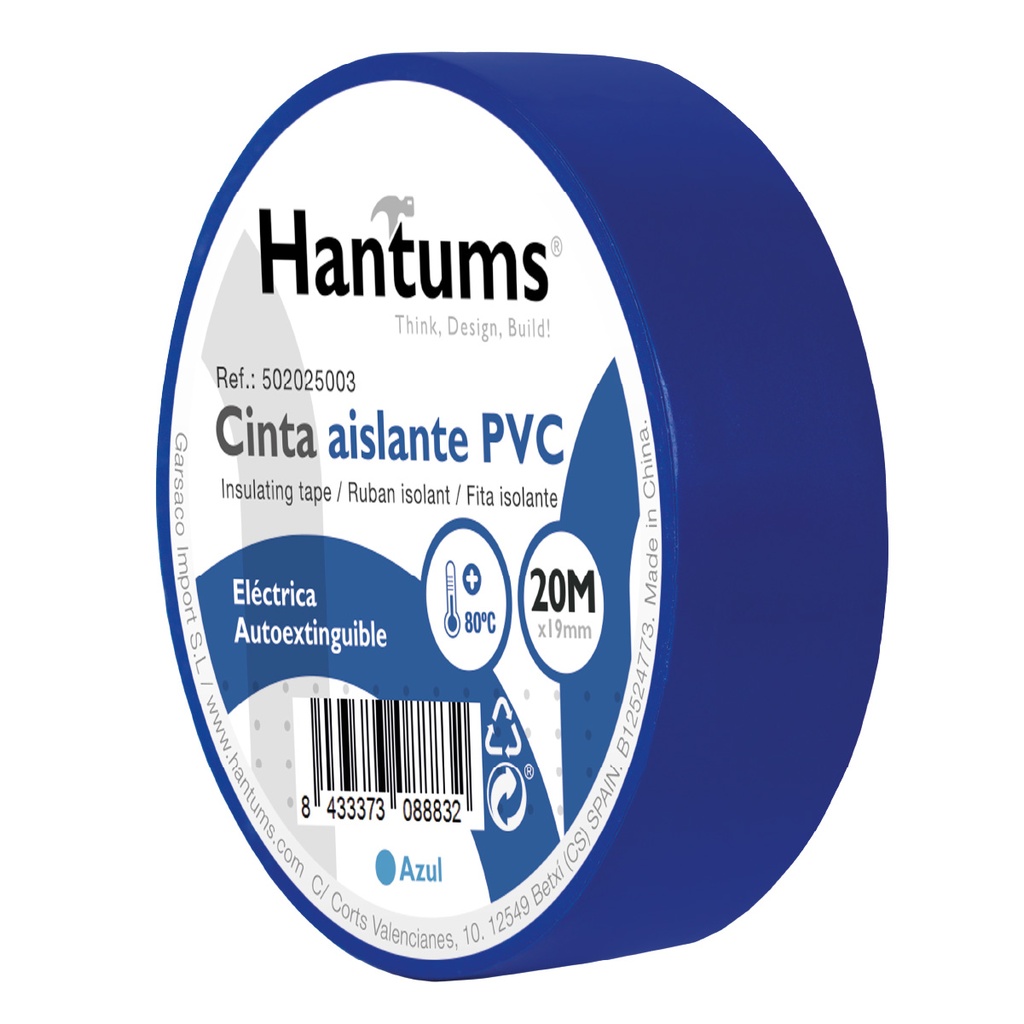 Ruban isolant électrique PVC Bleu - 10u rétractable