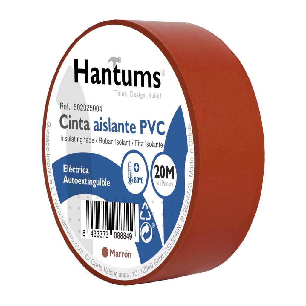 Cinta aislante eléctrica PVC 20M Marrón - 10u retráctil