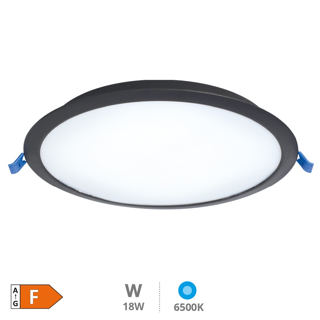 Downlight empotrable LED redondo Belur 18W 6500K Negro