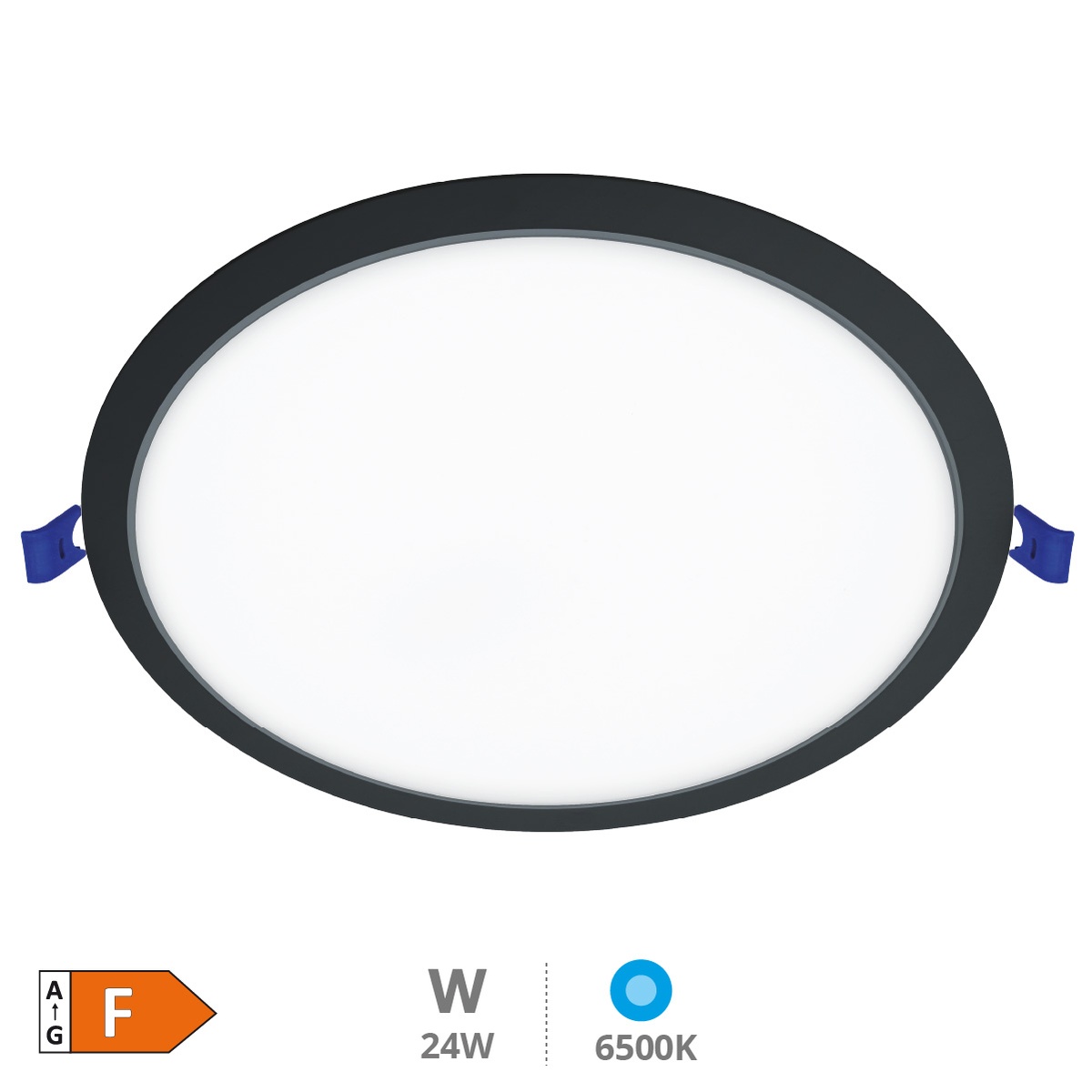 Downlight empotrable LED redondo Belur 18W 6500K Negro