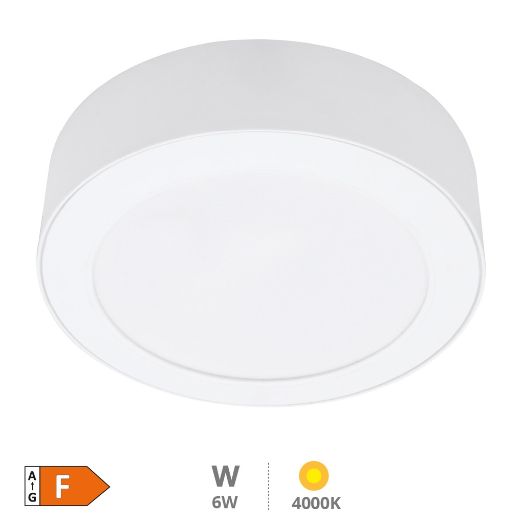 Downlight superficie LED redondo Bogur 6W 4000K Blanco