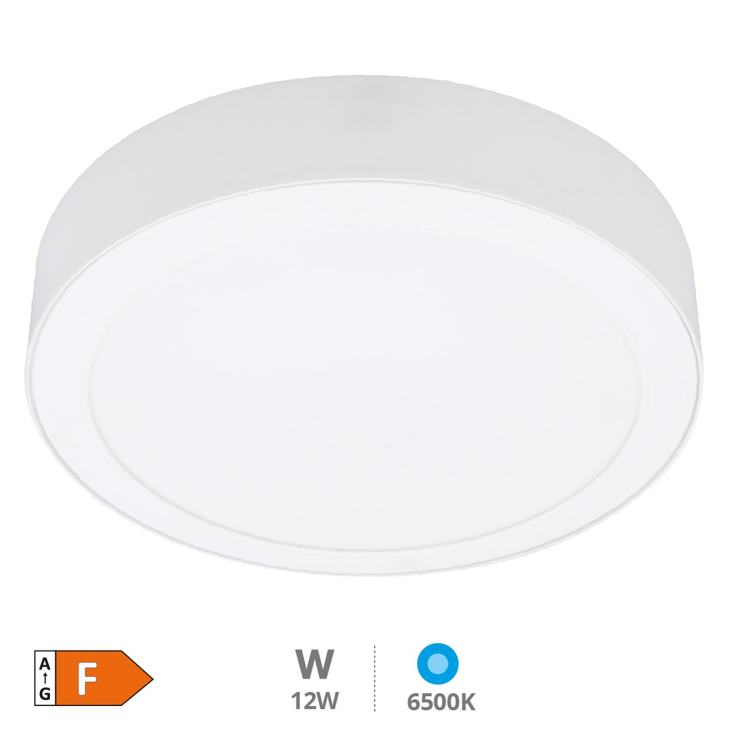 Downlight superficie LED redondo Bogur 12W 6500K Blanco