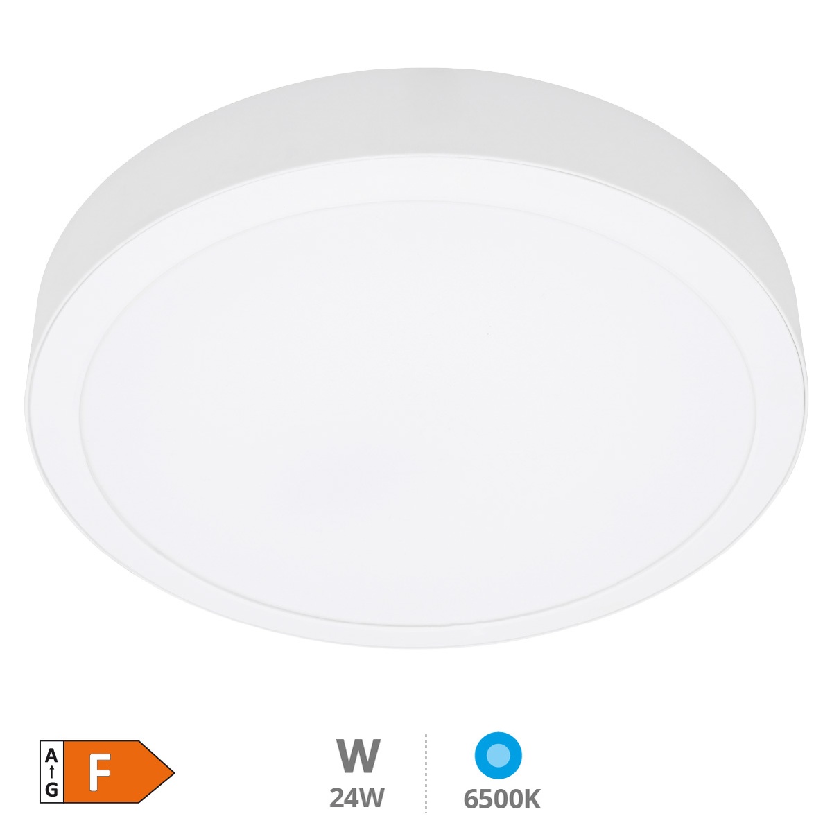 Downlight de surface LED rond Bogur 24W 6500K Blanc