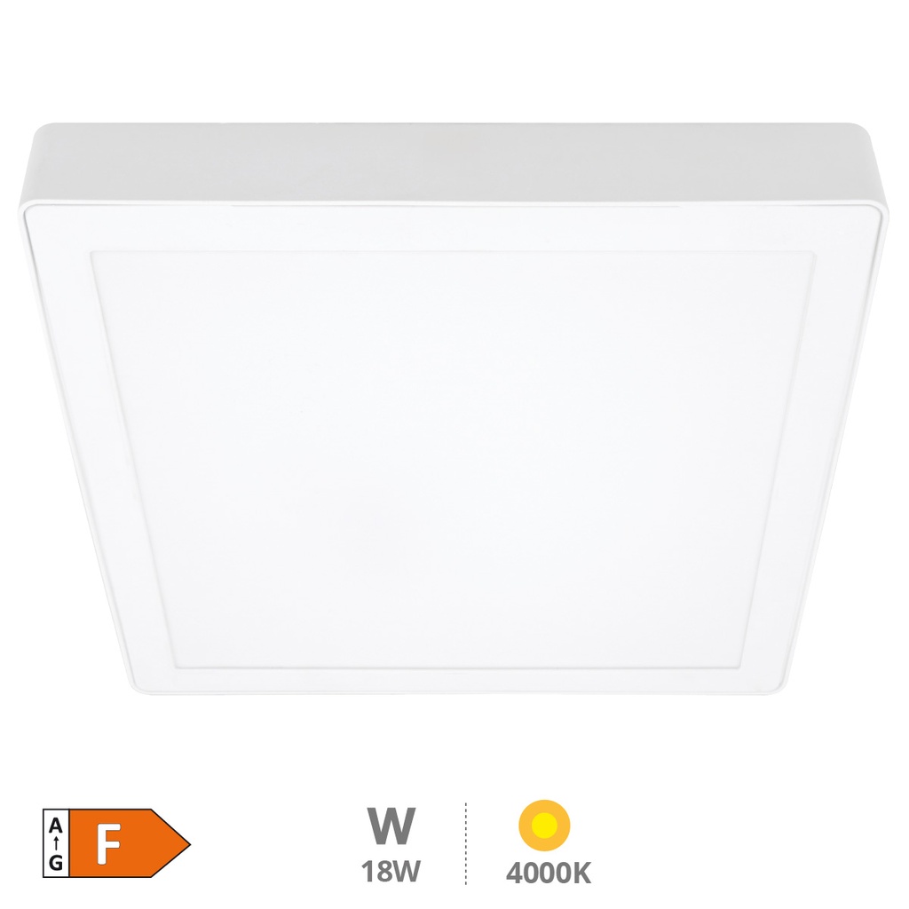 Downlight de superfície LED quadrada Vasan 18W 4000K Branco