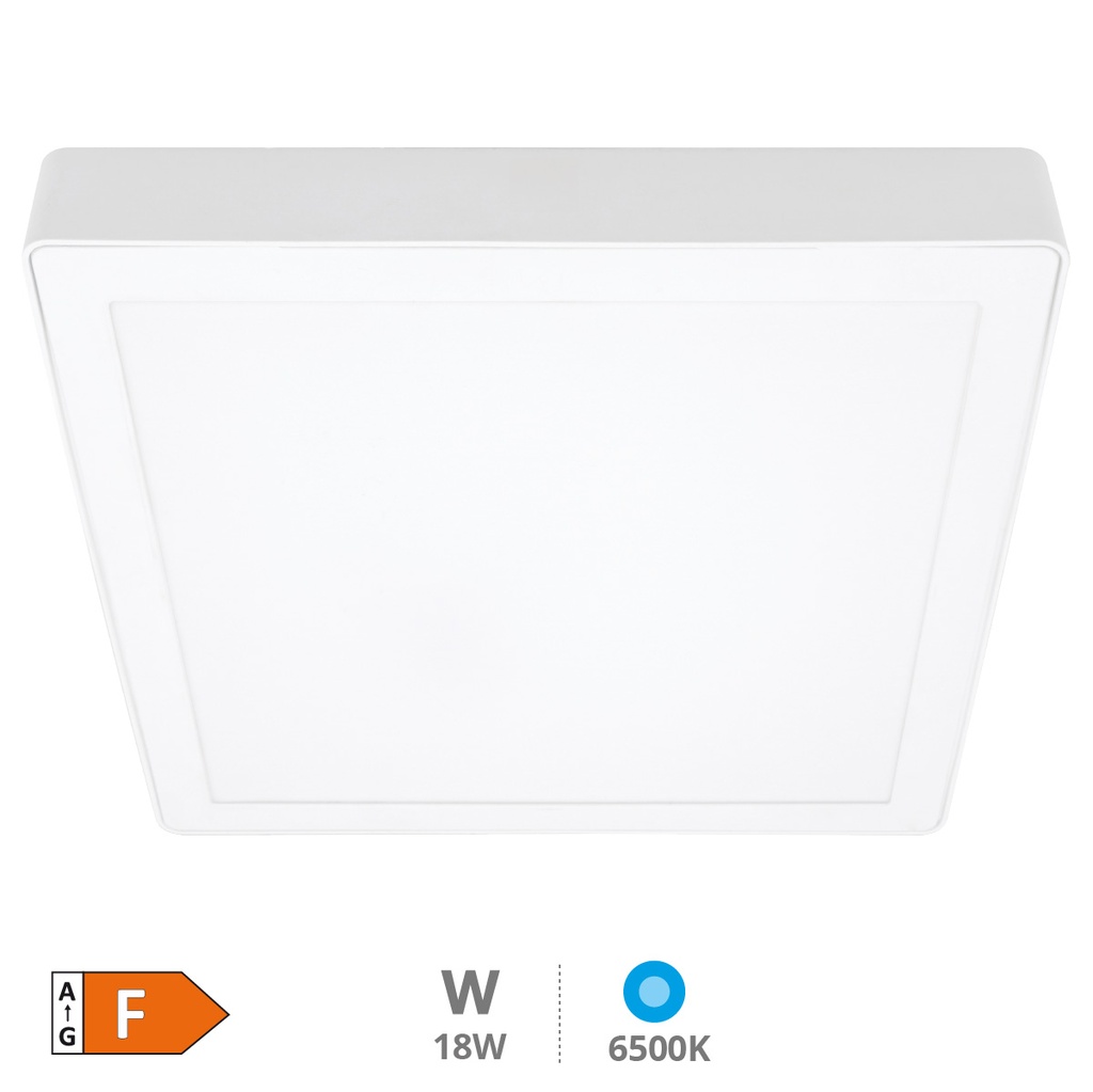 Downlight de surface LED carré Vasan 18W 6500K Blanc