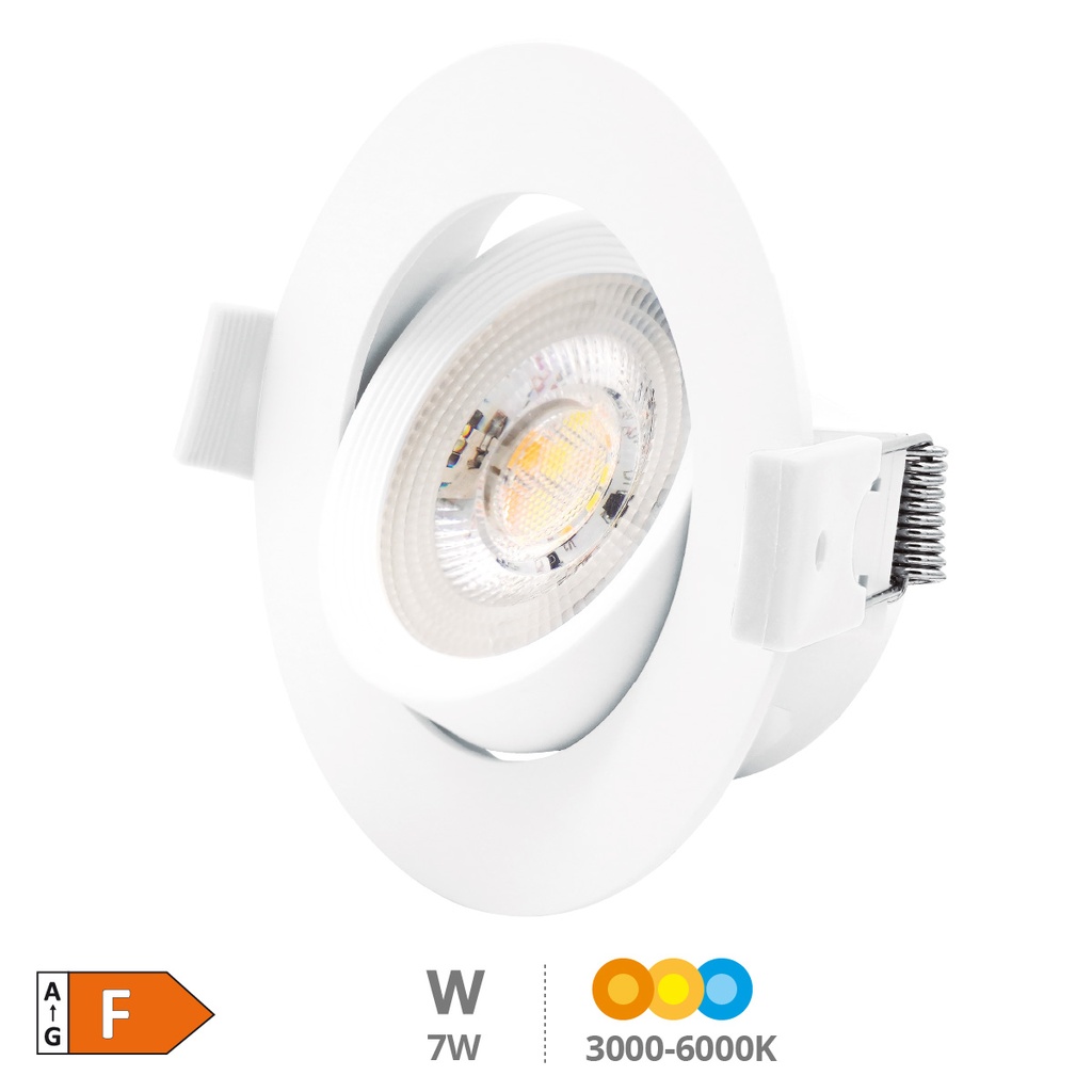 Aro basculante redondo empotrable LED Gonde 7W 3000-4000-6500K Blanco 