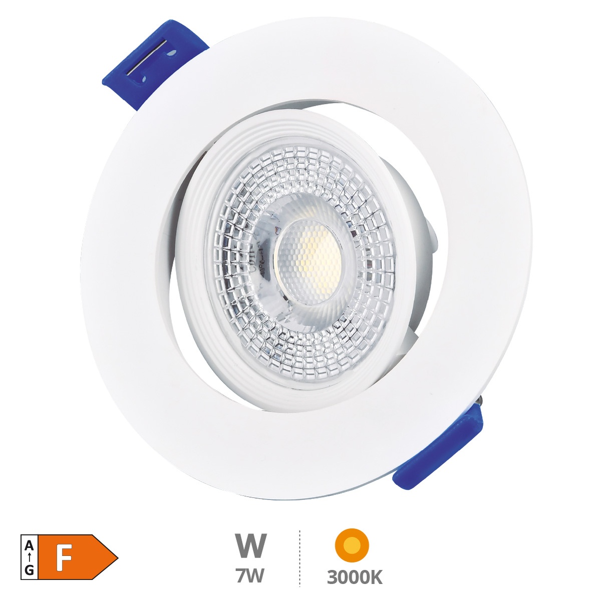 Cumbo LED rounded recessed movable fixture 7W 3000K White