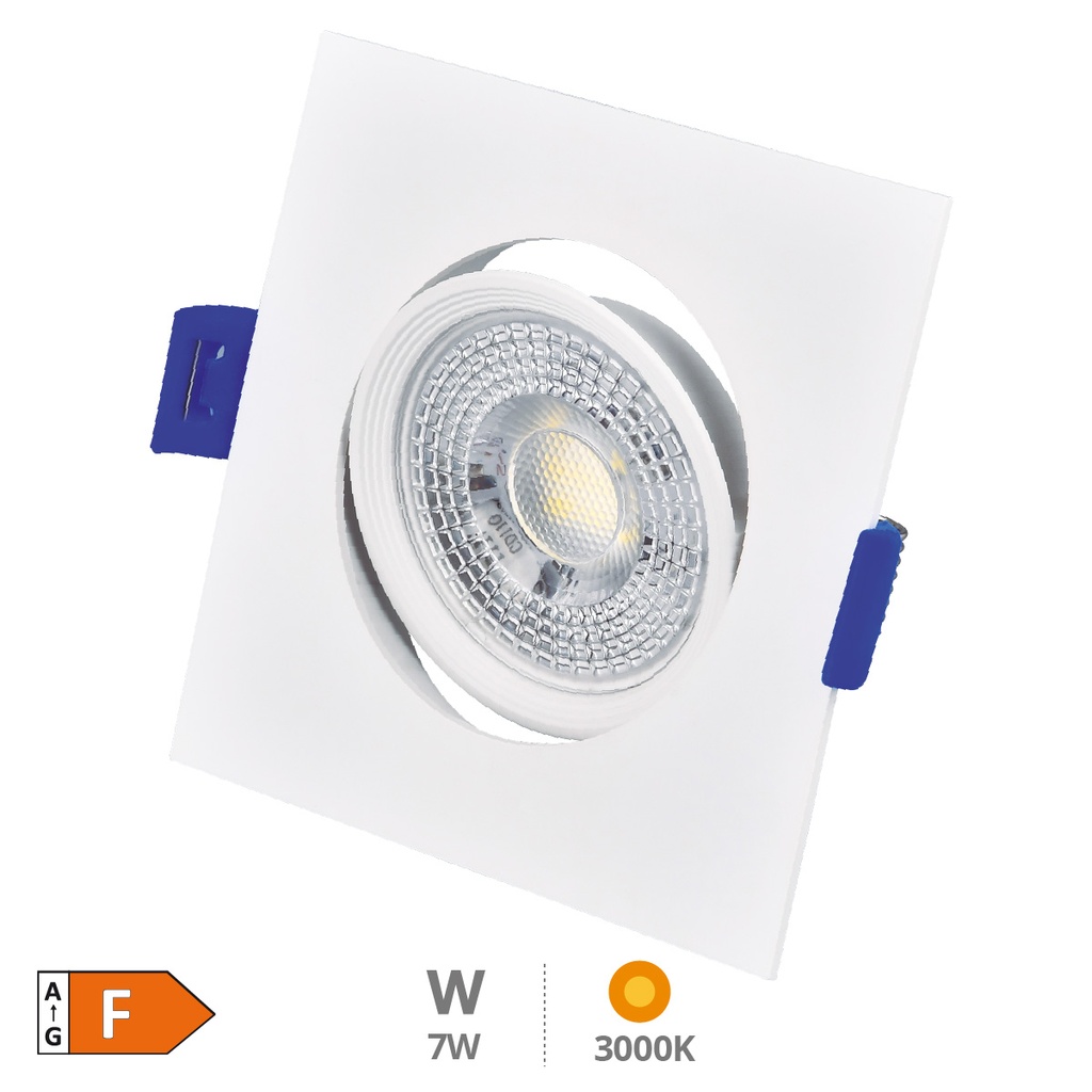 Cumbo LED squared recessed movable fixture 7W 3000K White