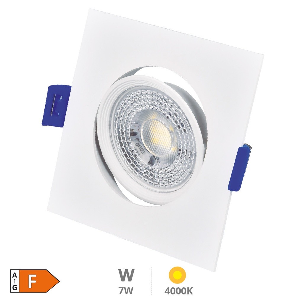 Anneau basculant carré à encastrer LED Cumbo 7W 4000K Blanc