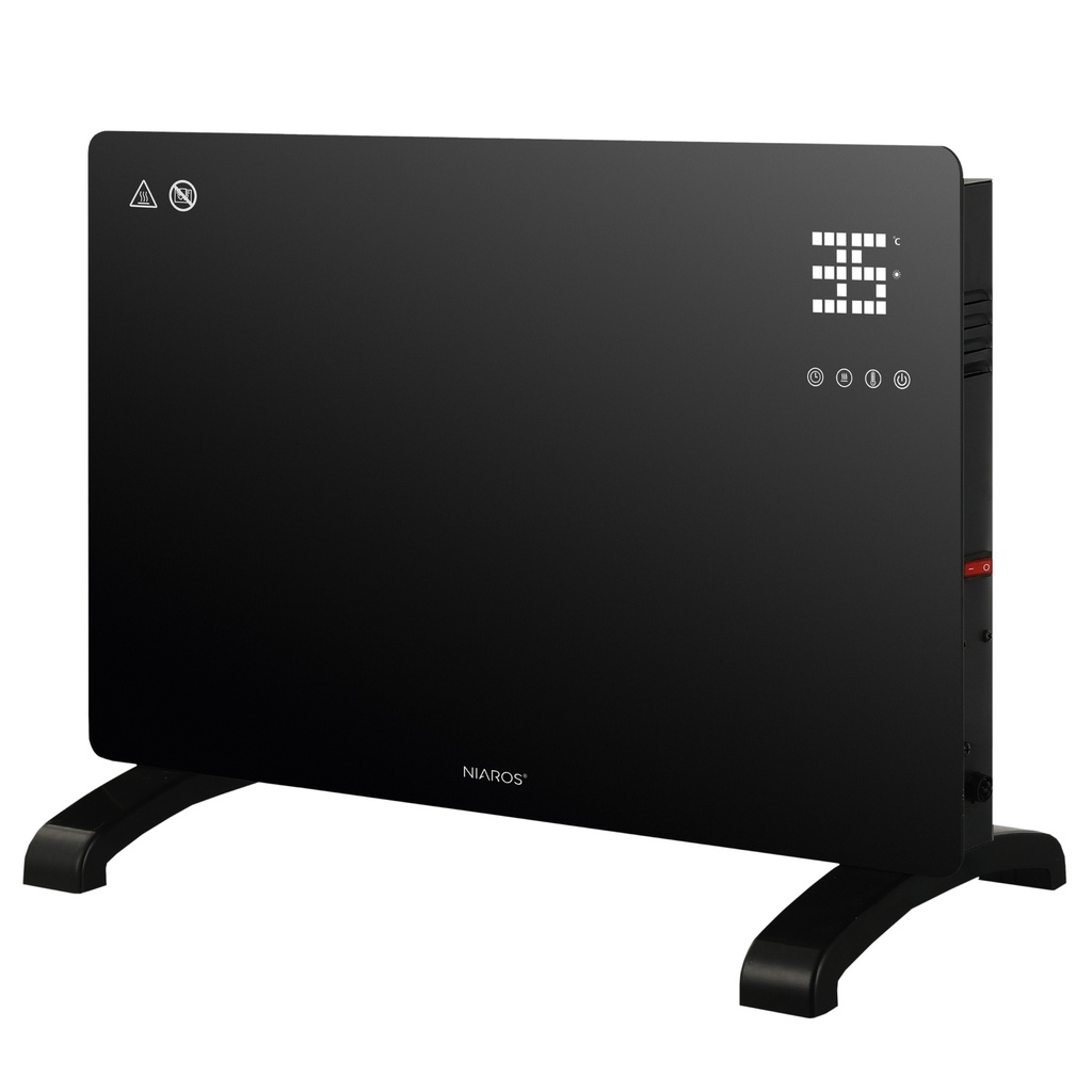 Zanthus smart glass panel convector heater Max. 1500W Black