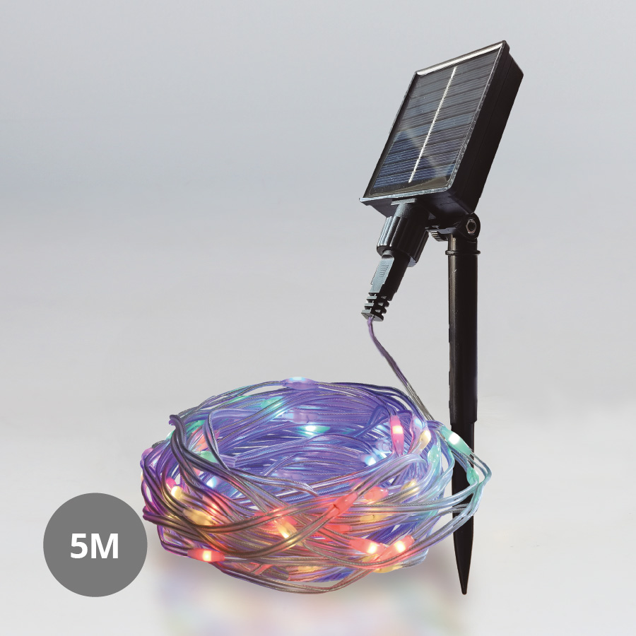 Grinalda LED solar 5M 8 funções RGB