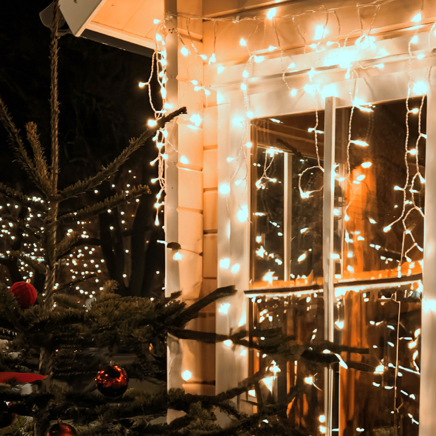 Rideau LED lumineux solaire 2x1M Lumière chaude