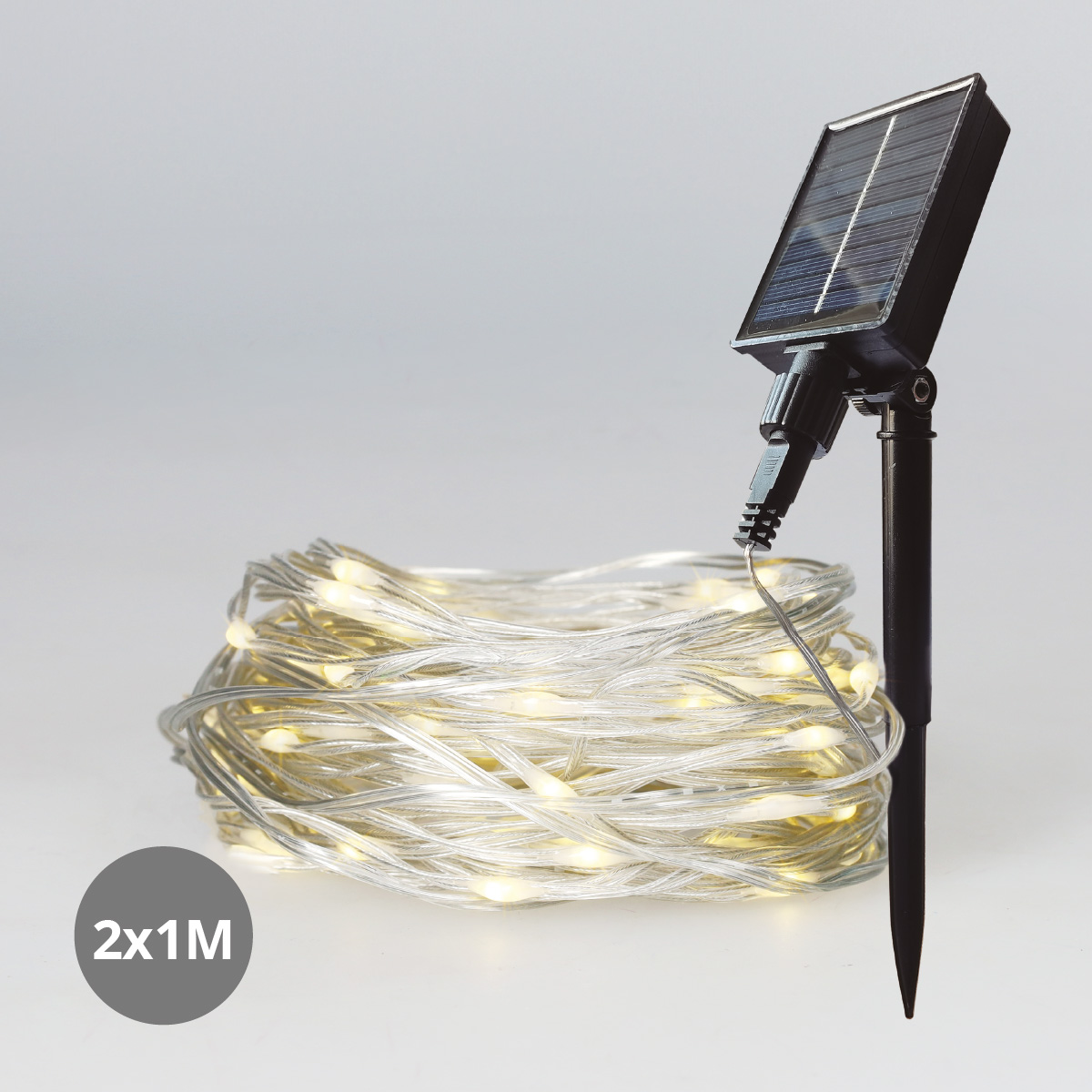 Cortina LED luminosa solar 2x1M Luz quente