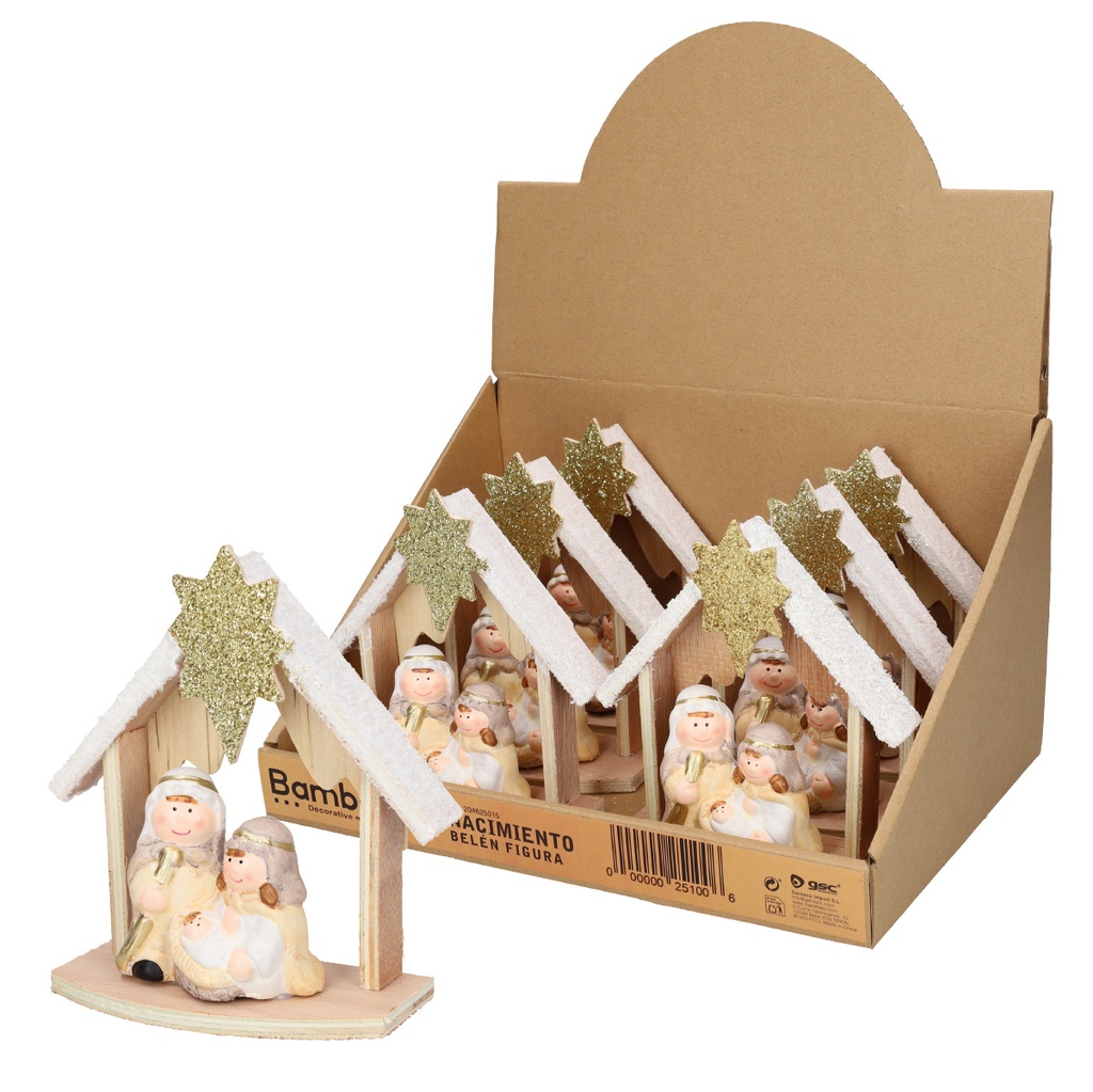 Figura decorativa nacimiento belén - 6u caja exp