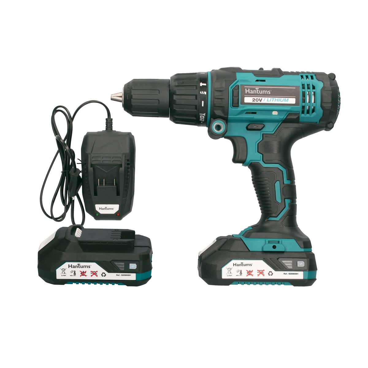 Cordless drill kit with percutor and two batteries 20V