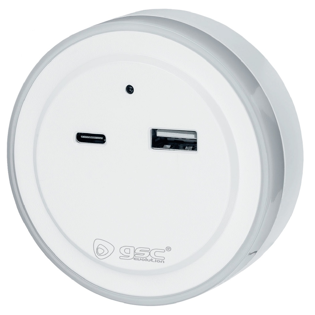 Veilleuse LED avec détecteur de mouvement et USB C + A 0.5W Lumière froide