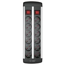 Bloc multiprises 12P avec protection et 2 Int. (3x1.5mm) 1,4M Noir