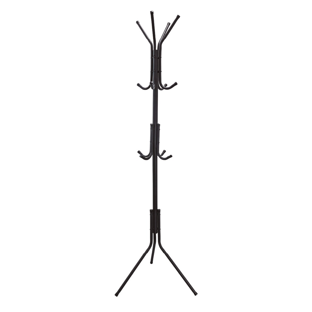 Metal coat rack with 12 hooks Black