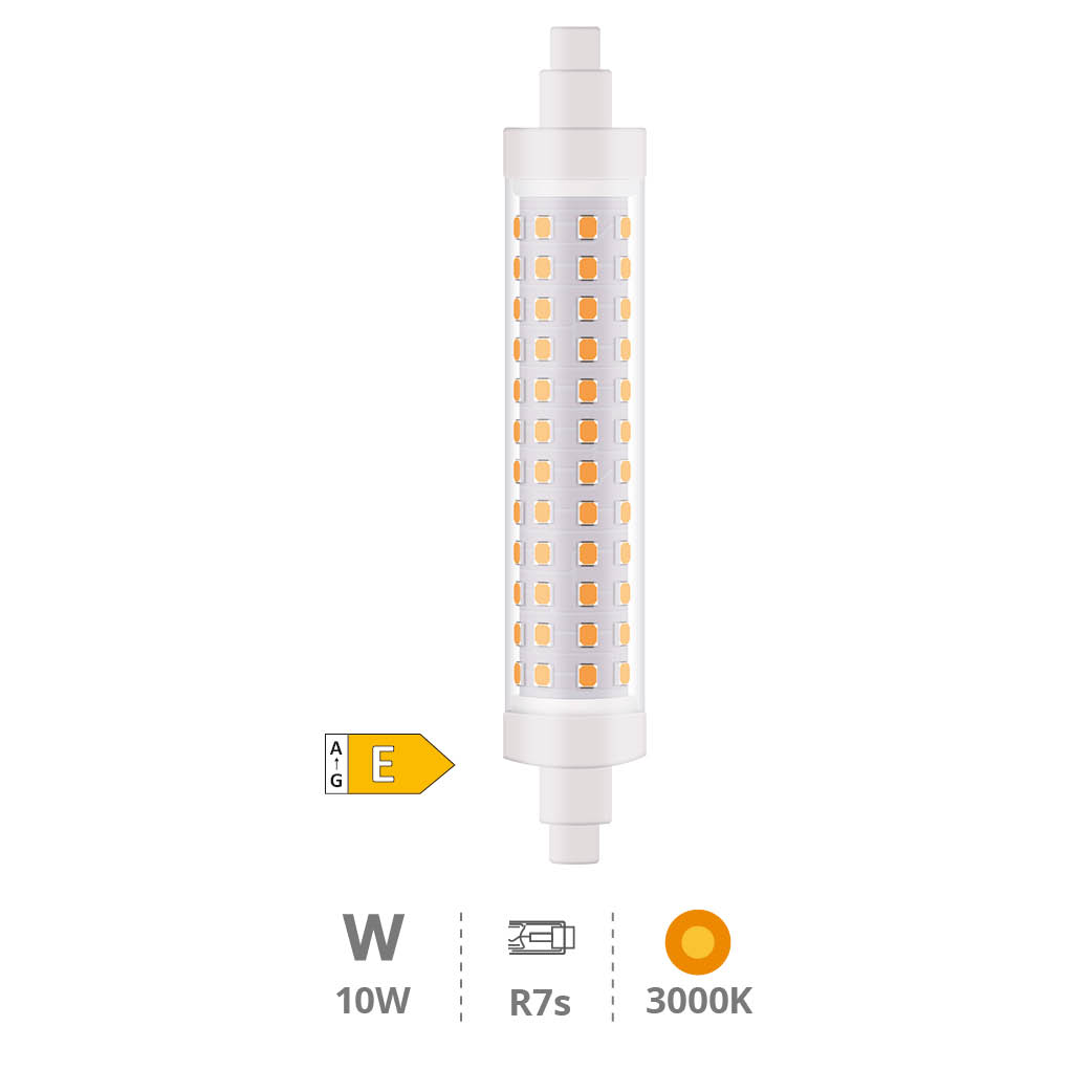 Lâmpada linear LED 118 mm R7s 10W 3000 K regulável 