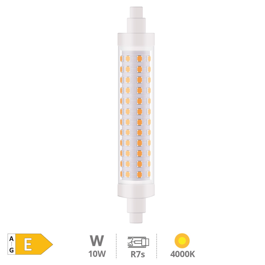 Lâmpada linear LED 118 mm R7s 10W 4000K regulável