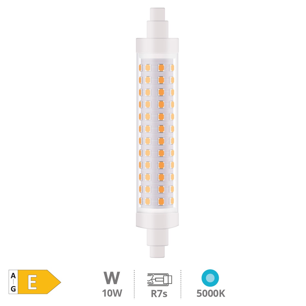 Lâmpada linear LED 118 mm R7s 10W 6000K regulável