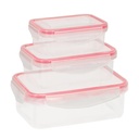 Set of 3 airtight plastic tupper 0.24L - 0.50L - 1L