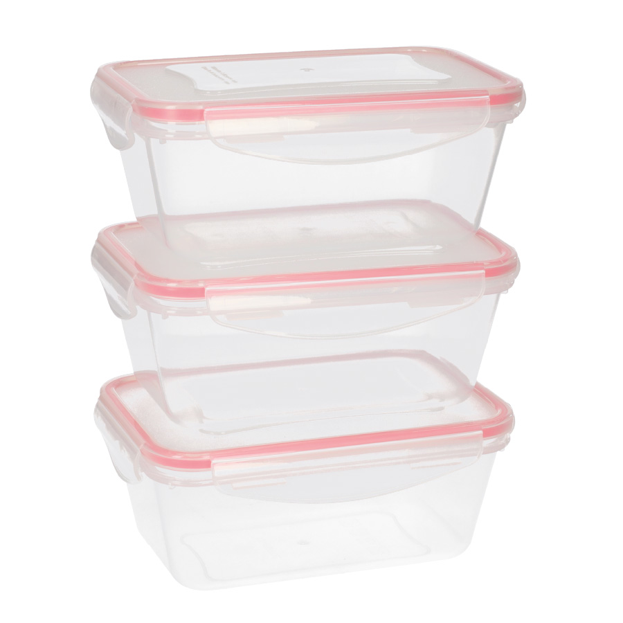 Set of 3 airtight plastic tupper 1L