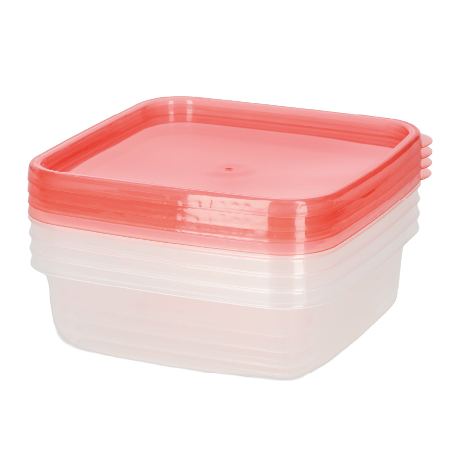 Pack de 4 táperes cuadrados de plástico 1L