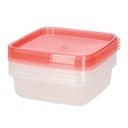 Set of 4 square plastic tupper 1L