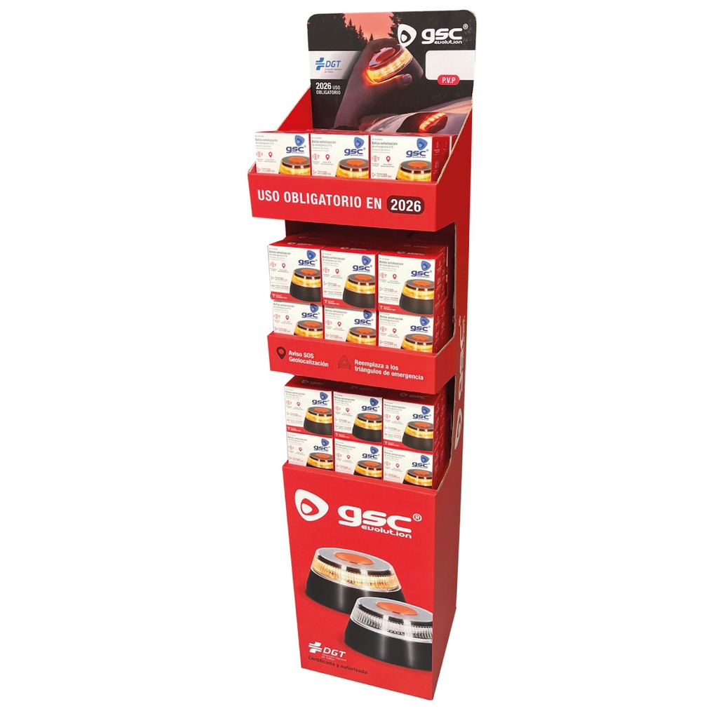 Kit 80 balizas señalización de emergencia V16 con geolocalización + expositor de pie