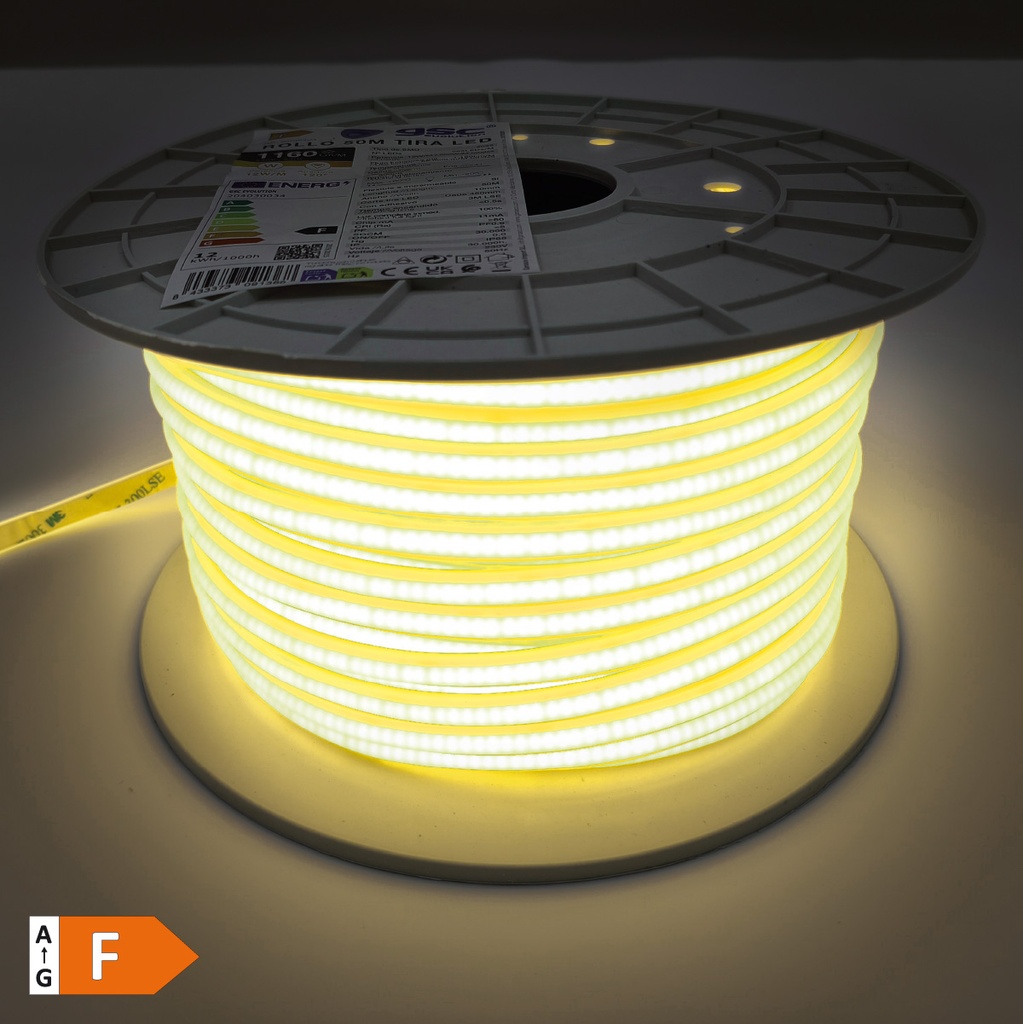 Rollo 50M tira LED 12W/M 4000K IP65 230V regulable 