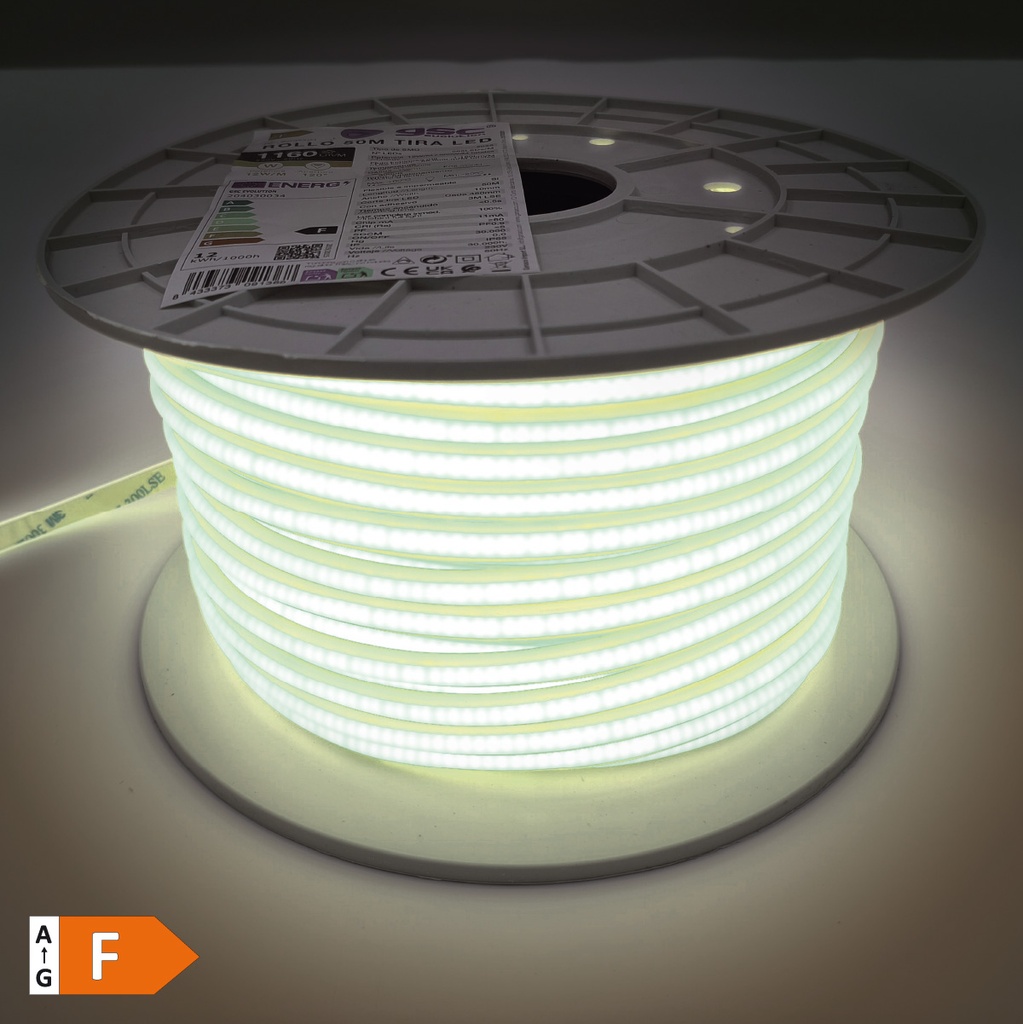 Rouleau 50M bande LED 12W/M 6000K IP65 230V réglable