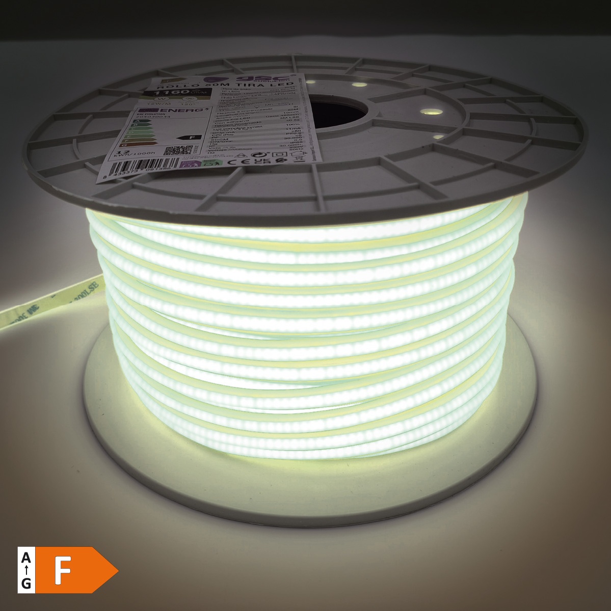 Rollo 50M tira LED 12W/M 6000K IP65 230V regulable 
