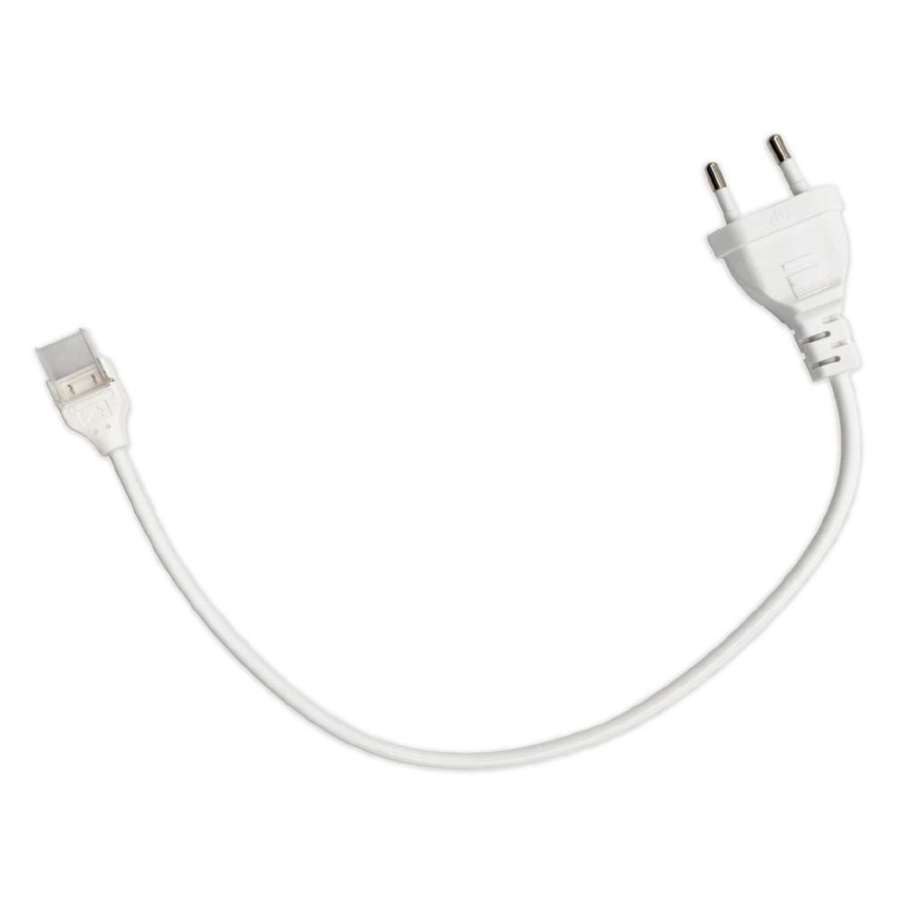 Cable 30cm con conector curvado y clavija EU para tiras LED 10mm 